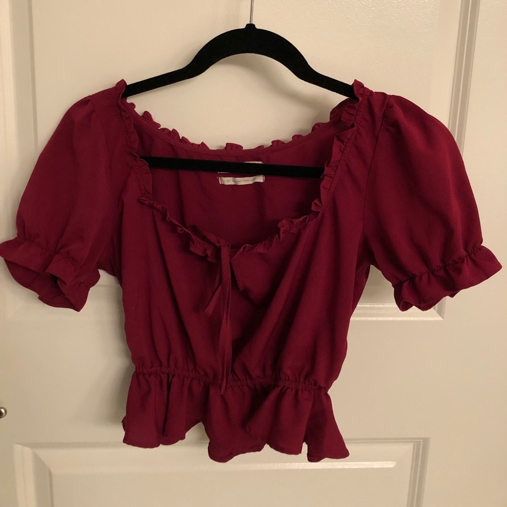 Urban Outfitters crop top satin short sleeve shirt